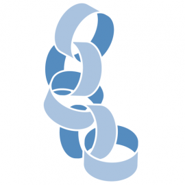 Abstract blue intertwined ribbon design.