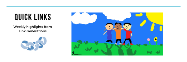 Quick Links banner with three children illustration.